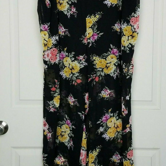 Torrid Wide Leg Pants Black Floral Chiffon 3X - Picture 2 of 5